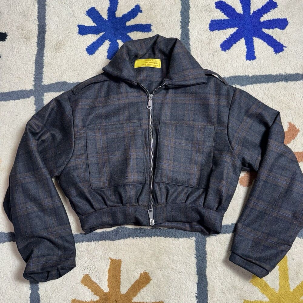 Don Kaka 100% Cashmere Wool Jacket Women’s Size Small Plaid Blue Designer